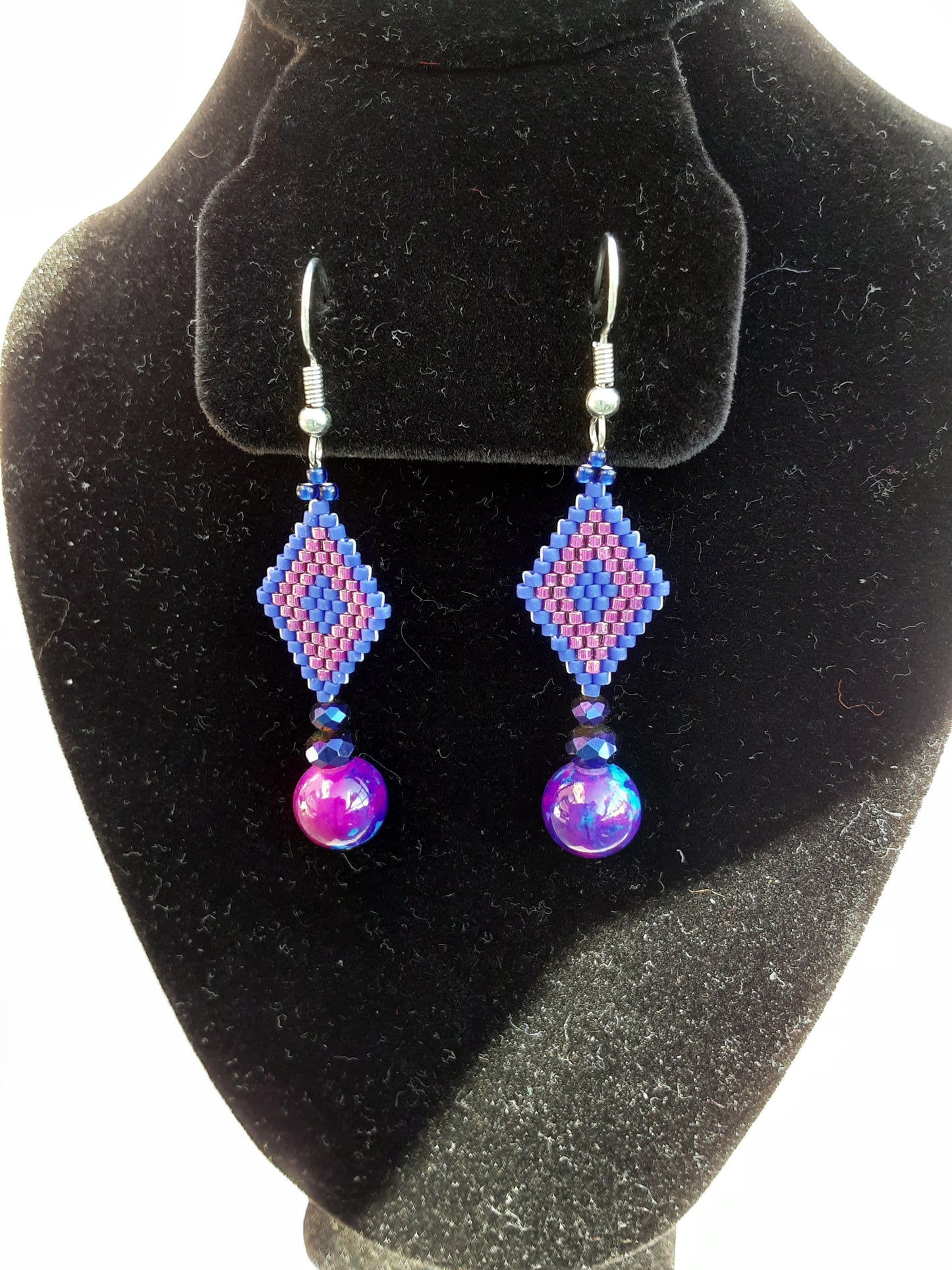 Marbled Beaded Diamond Earrings