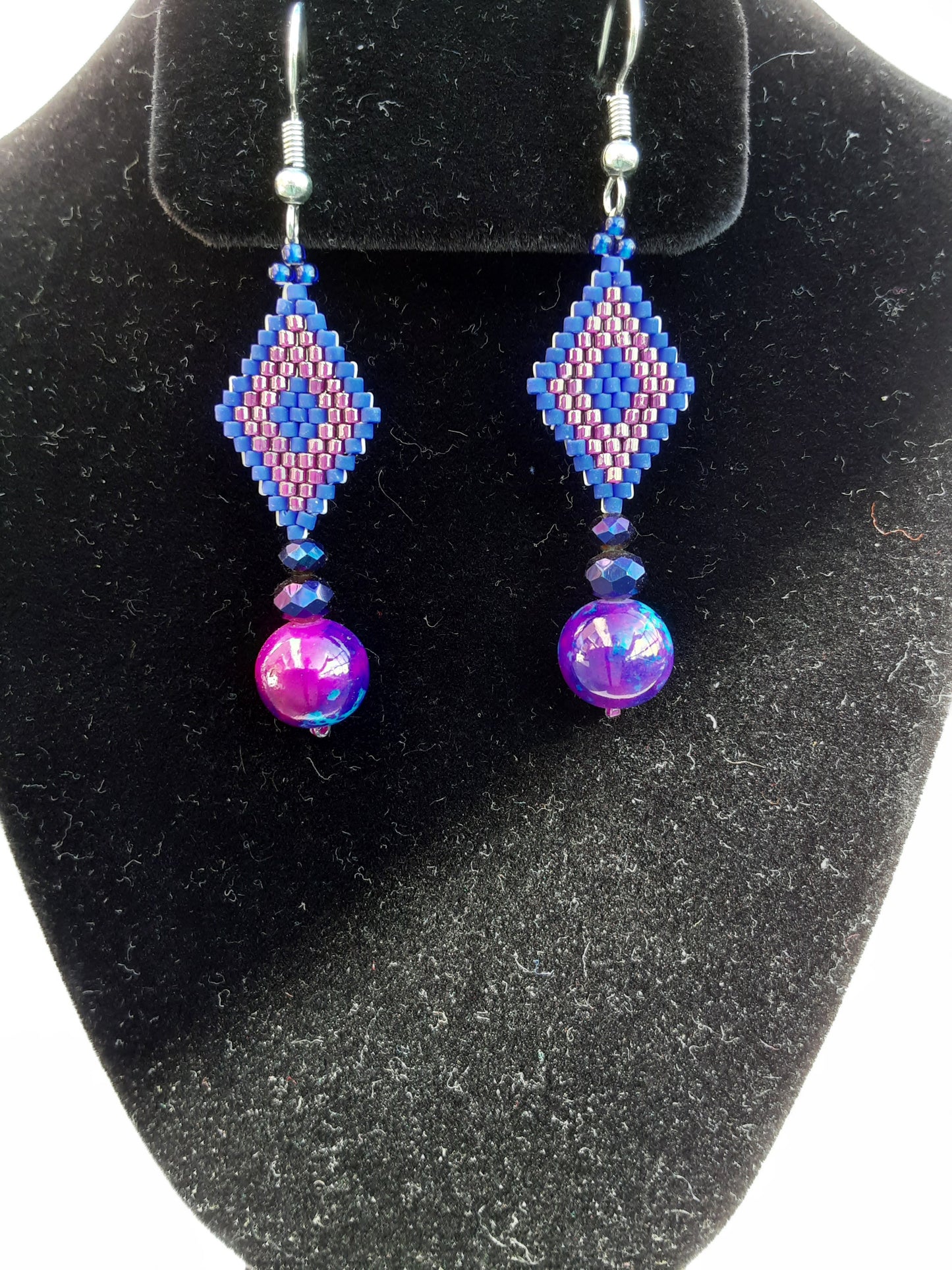 Marbled Beaded Diamond Earrings