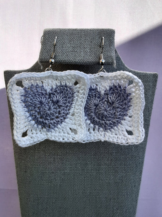 Granny Square Heart Earrings