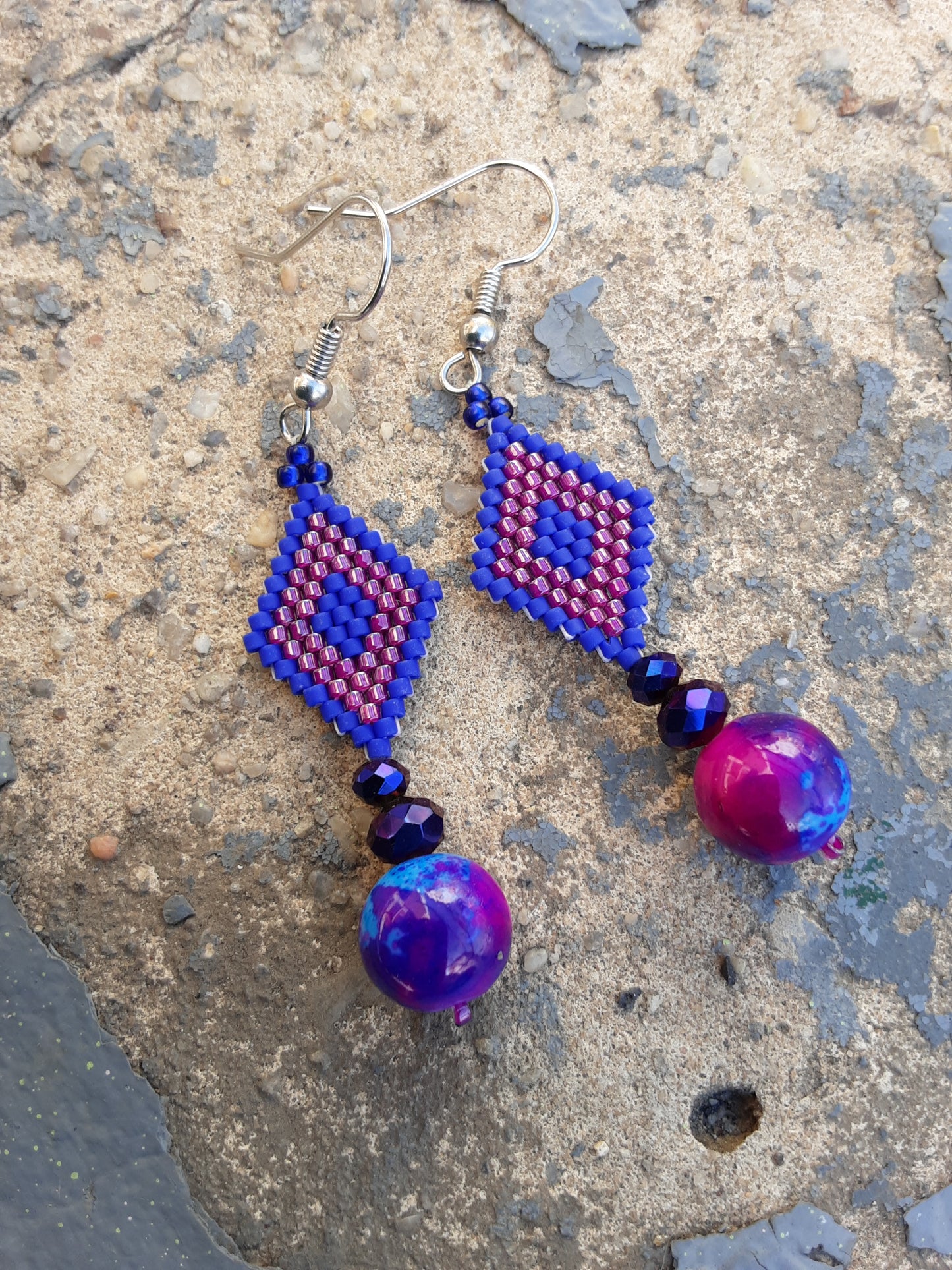 Marbled Beaded Diamond Earrings