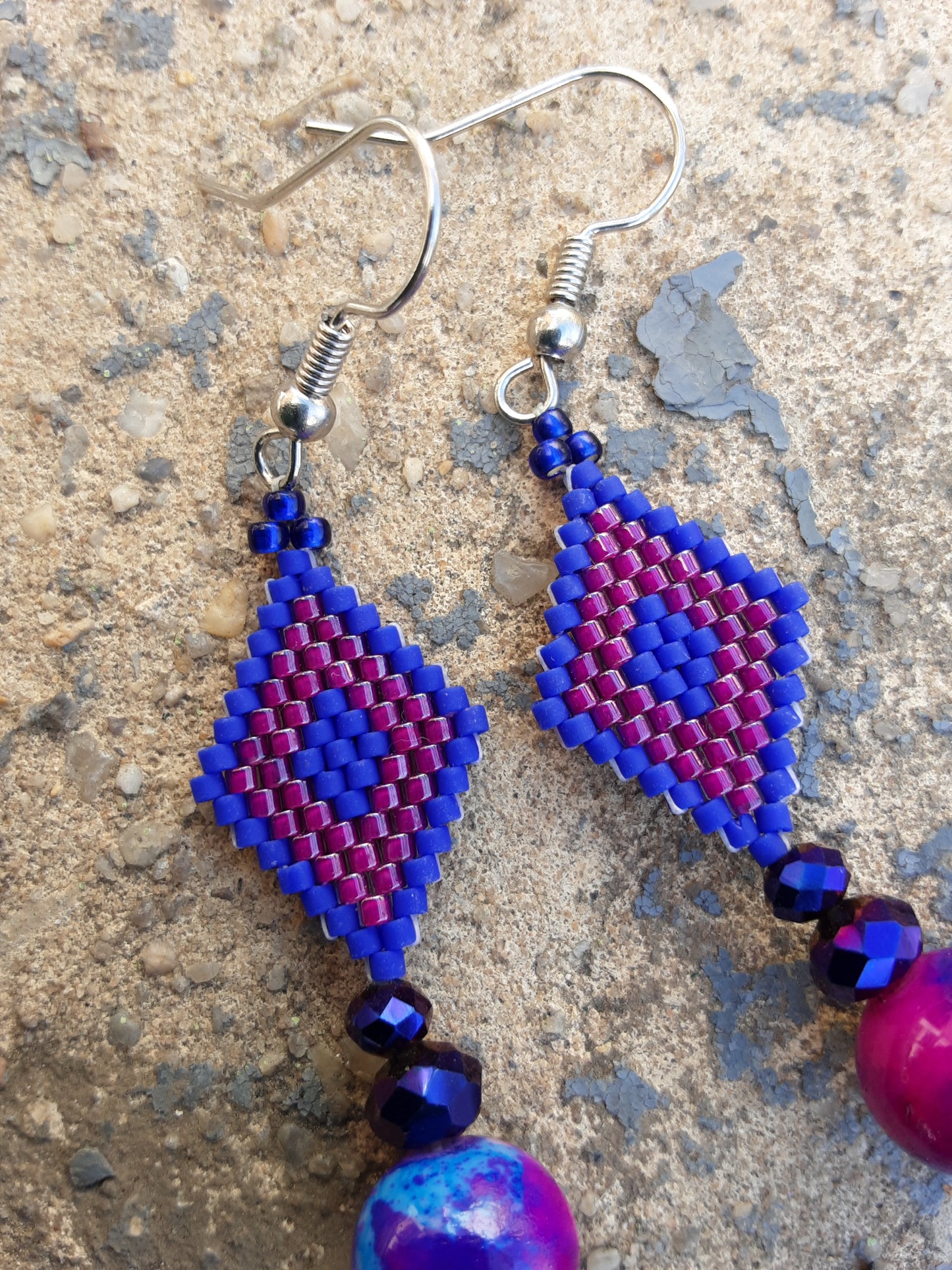 Marbled Beaded Diamond Earrings