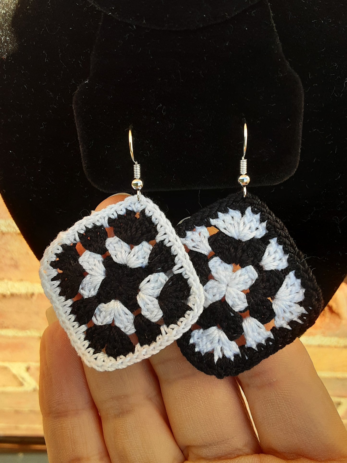 Granny Square Crochet Earrings