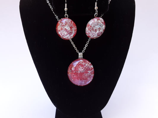 Crackled Marble Necklace and Earrings